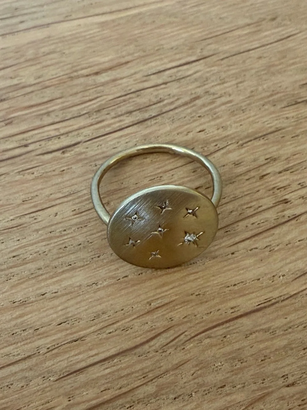 Star Accent Gold platted Disc Ring - Women's Fashion Jewelry